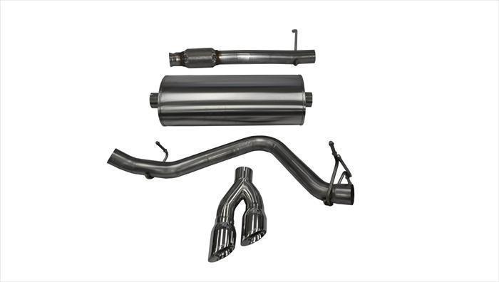 CORSA PERFORMANCE Cat-Back Exhaust Polished / Sport / Single Side - Twin 4in 2014-2019c Chevrolet Silverado, GMC Sierra 5.3L V8, 3.0" Single Side Exit Catback Exhaust System with Twin 4.0" Tip (14872) Sport Sound Level