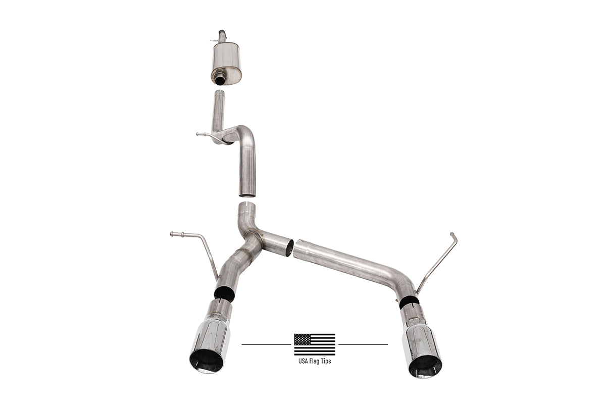 Sport / 2.75 in Cat-Back 4.0 in Single American Flag Tips | 2018-25 Jeep Wrangler JLU 3.6L (21124USA)