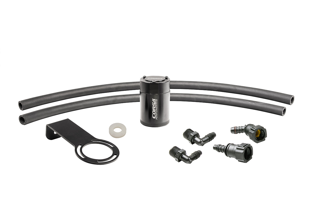 Corsa Performance Oil Catch Can – For 2016-2024 Chevy Camaro SS 6.2L V8, Aluminum, Black