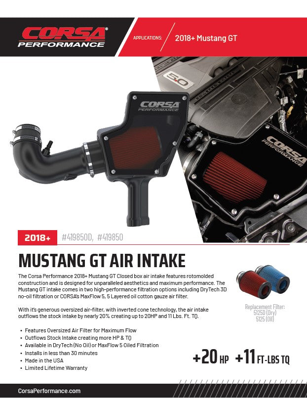 Black, Forged Carbon Fiber / Plastic Closed Box Air Intake | 2018-2023 Ford Mustang GT 5.0L V8 (44007, 419850)