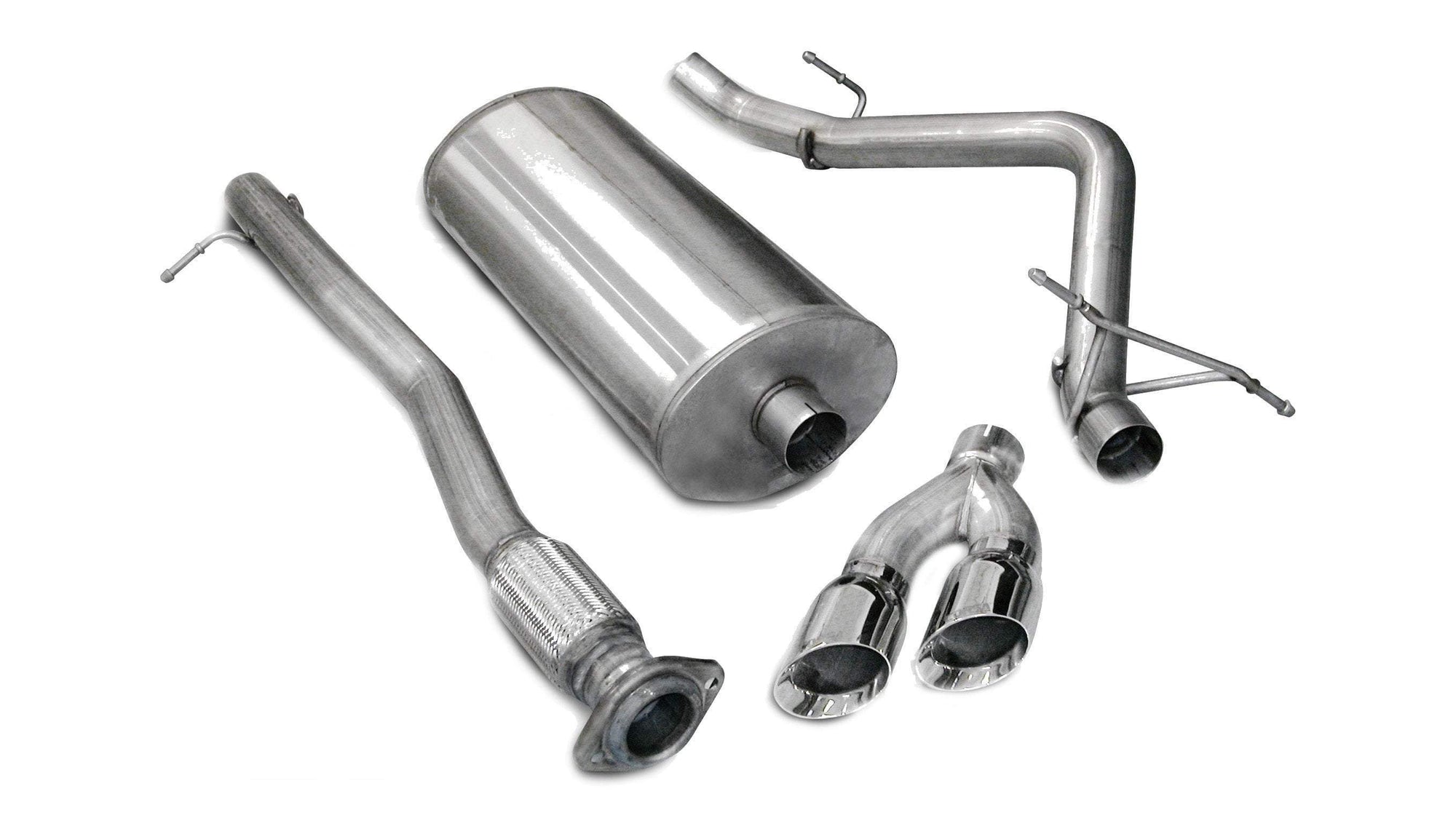 CORSA PERFORMANCE Cat-Back Exhaust Polished / Sport / Single Side - Twin 4.0in 2007-2008 Chevrolet Silverado, GMC Sierra 4.8L, 5.3L, 6.0L V8, 3.0" Single Side Exit Catback Exhaust System with Twin 4" Tips (14259) Sport Sound Level