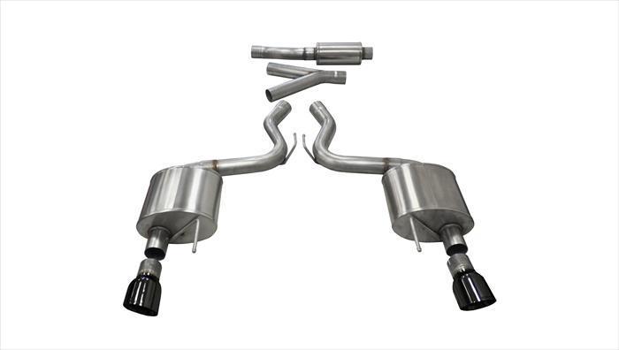 CORSA PERFORMANCE Cat-Back Exhaust Black / Sport / Dual Rear - Single 4.5in 2015-2019 Ford Mustang EcoBoost, 2.3T, 2.75" Catback Exhaust System with 4.5" Tips (14343) Sport Sound Level