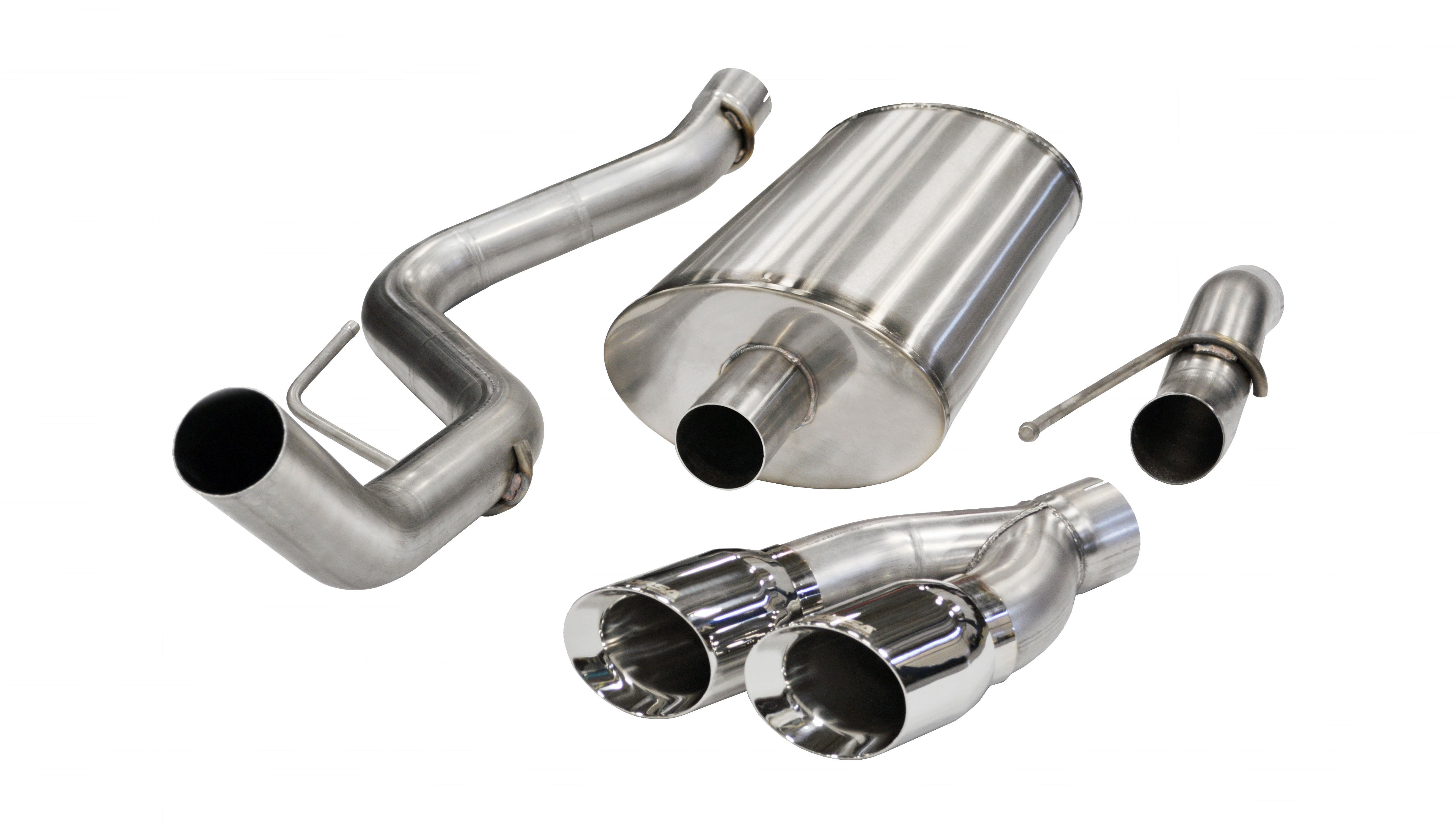CORSA PERFORMANCE Cat-Back Exhaust Polished / Sport / Single Side - Twin 4.0in 2011-2014 Ford Raptor 6.2L V8 3.0" Single Side Exit Catback Exhaust System with Twin 4.0" Tip (14387) Sport Sound Level
