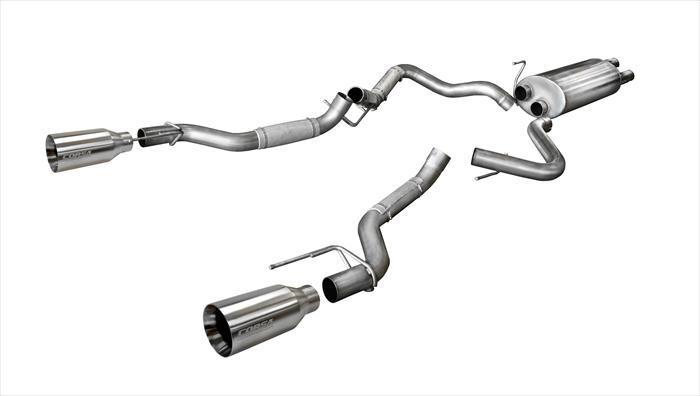 Corsa Performance Sport Cat-Back, Single 5in Tips, Gunmetal PVD finish (SKU 14397GNM) for 2017-2020 Ford F-150 (Raptor)