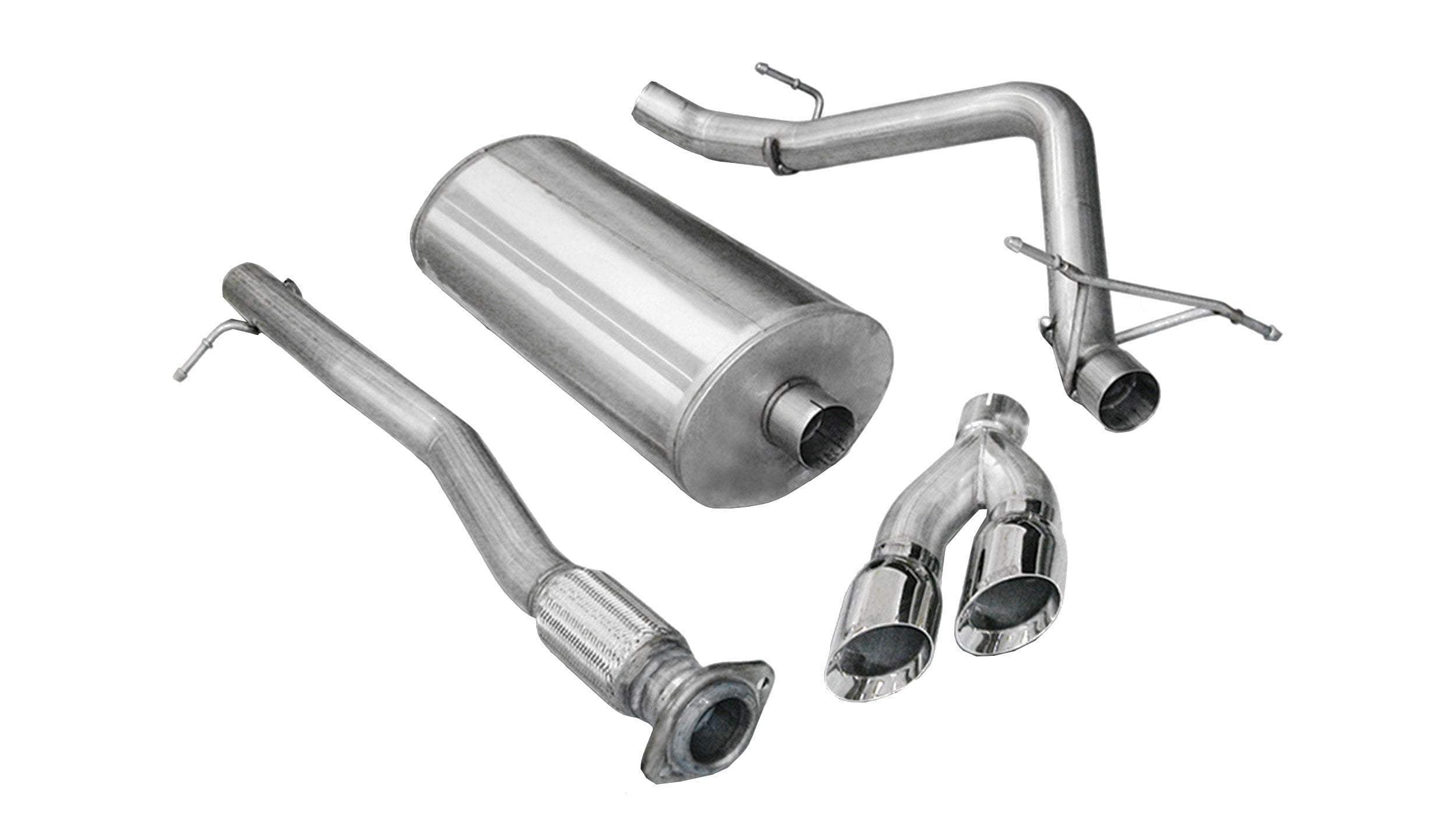 CORSA PERFORMANCE Cat-Back Exhaust Polished / Sport / Single Side - Twin 4in 2011-2013 Chevrolet Silverado, GMC Sierra 6.2L V8, 3.0" Single Side Exit Catback Exhaust System with Twin 4.0" Tip (14523) Sport Sound Level