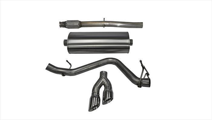 CORSA PERFORMANCE Cat-Back Exhaust Polished / Sport / Single Side - Twin 4in 2014-2019c Chevrolet Silverado, GMC Sierra, 5.3L V8, 3.0" Single Side Exit Catback Exhaust System with Twin 4.0" Tip (14874) Sport Sound Level
