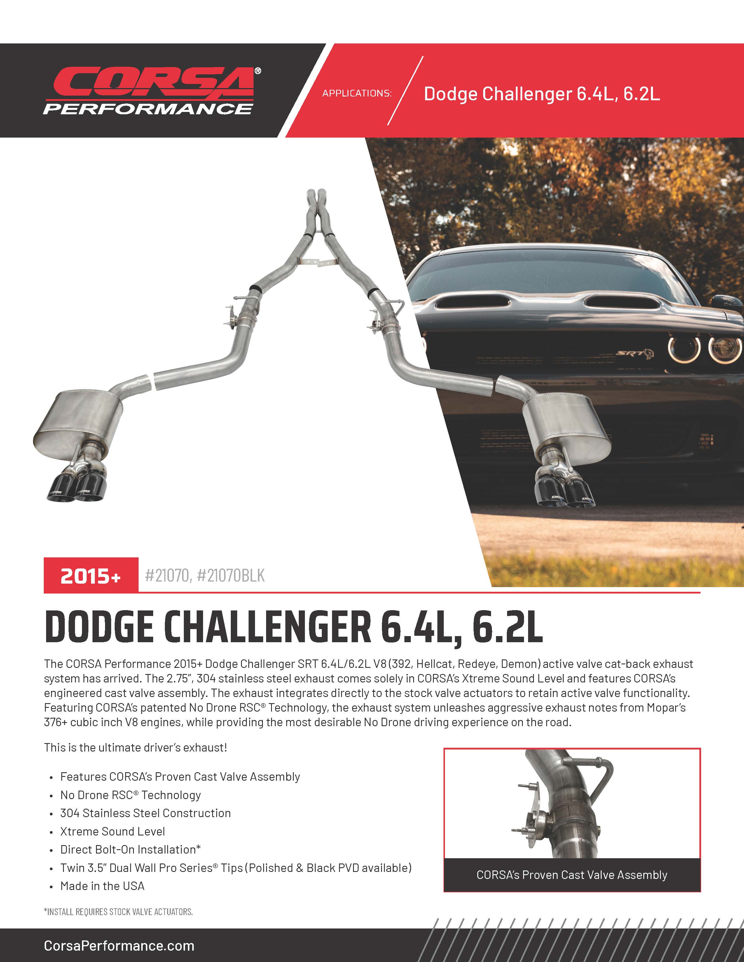 Xtreme Valved / 2.75 in Cat-Back 3.5 in Tips | 2015-2023 Challenger 6.4L, 6.2L (21070)