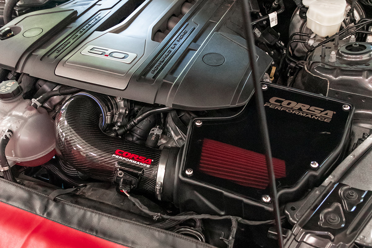 Black, Forged Carbon Fiber / Plastic Closed Box Air Intake | 2018-2023 Ford Mustang GT 5.0L V8 (44007, 419850)